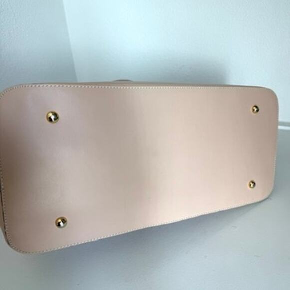 ALBERTA DI CANIO Leather Satchel Nude Beige Dome Bag Made in Italy Handbag - Picture 5 of 7